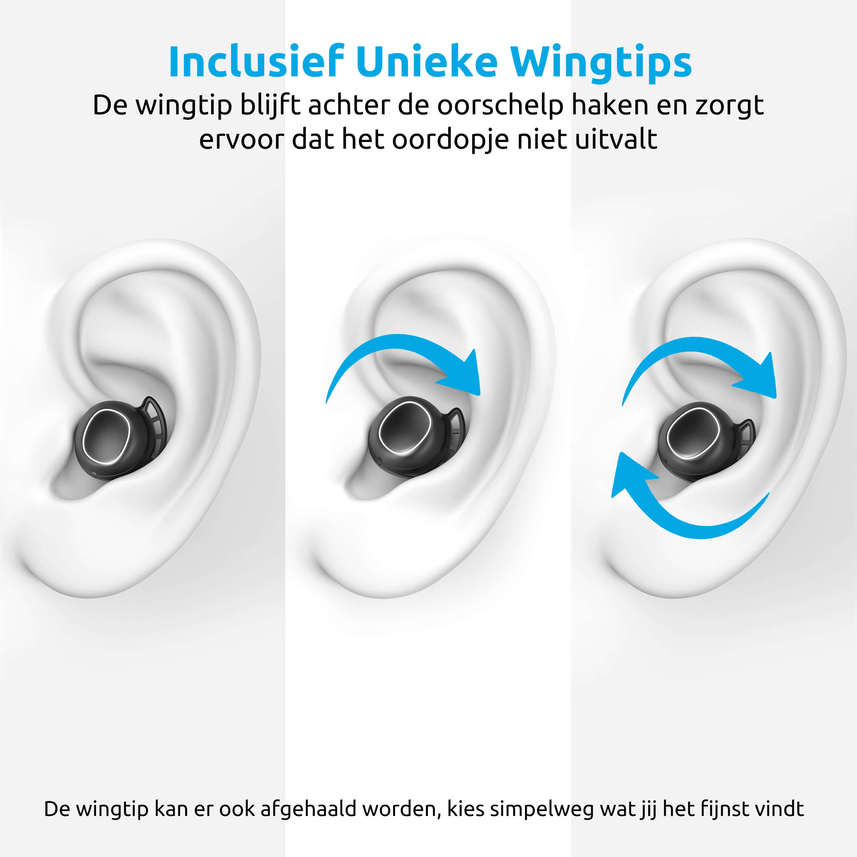 oordopje in grijs oor